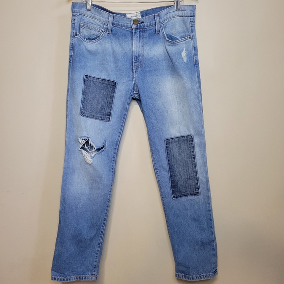 Current/Elliott The Fling Boyfriend Patchwork Jeans Size 29 - Picture 2 of 11
